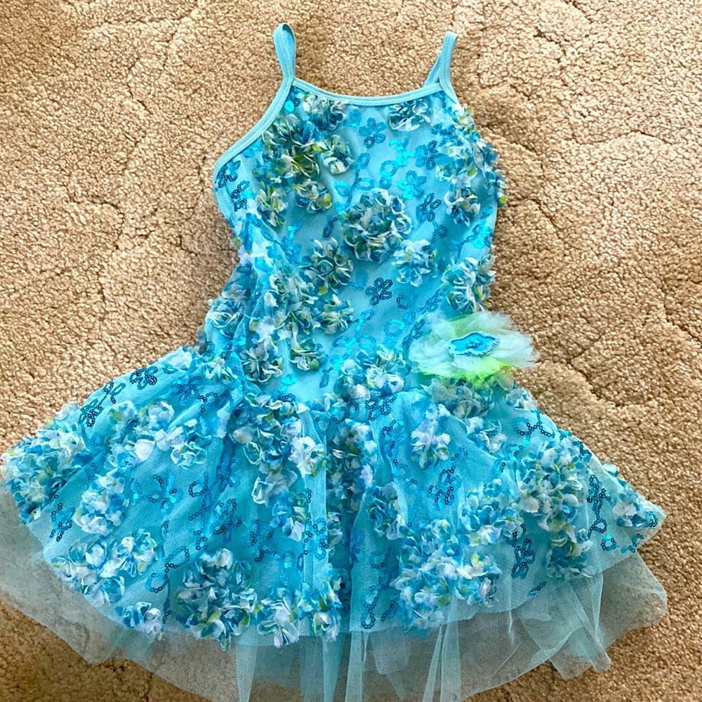 Blue floral sequin SC dance costume theatricals small child